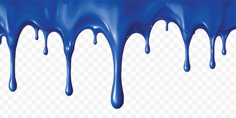 realistic liquid paint dripping down in different colour style isolated on white background