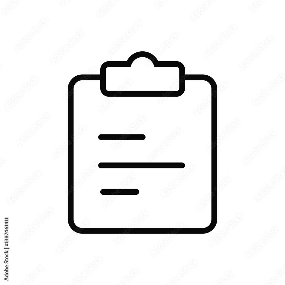 Poster simple line art icon of a clipboard with notes icon vector