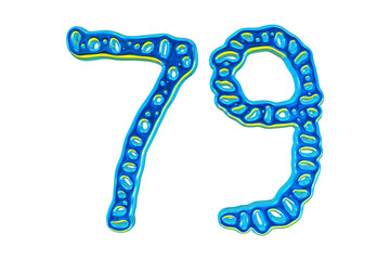 3d Blue Number 79 For Math And Business Concept