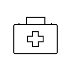 Fototapeta premium Simple black line art of a first aid kit icon vector