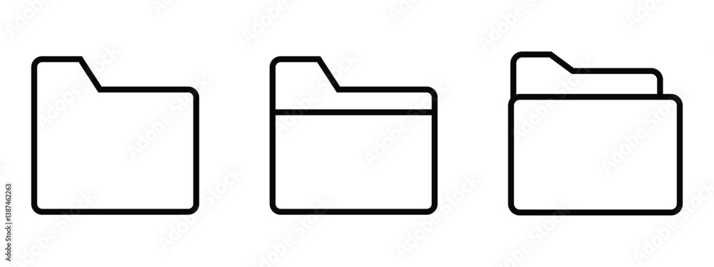 Poster file folder line icon set vector isolated on white background
