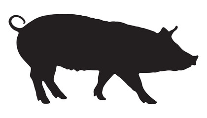 Simple Silhouette of a Pig vector