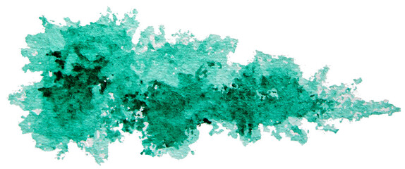 Green watercolor brush stroke texture isolated .