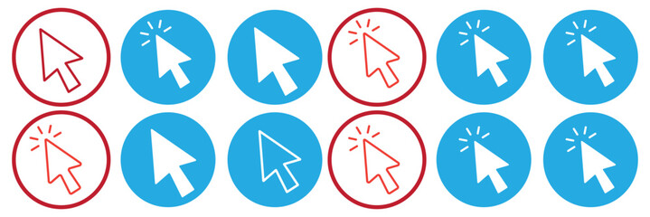 Click icon vector isolated on white background. Cursor icon. Computer mouse click cursor black arrow icons. pointer arrow