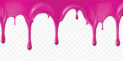 realistic liquid paint dripping down in different colour style isolated on white background