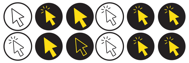 Click icon vector isolated on white background. Cursor icon. Computer mouse click cursor black arrow icons. pointer arrow