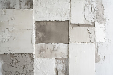 Patchwork-Inspired Modern Wall — Textured Squares in Ivory, White, and Gray