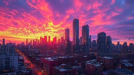 Fototapeta premium City Sunrise Aerial View