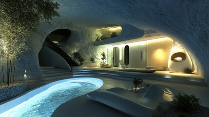 underground house with a hidden entrance, advanced lighting, and an energy-efficient design