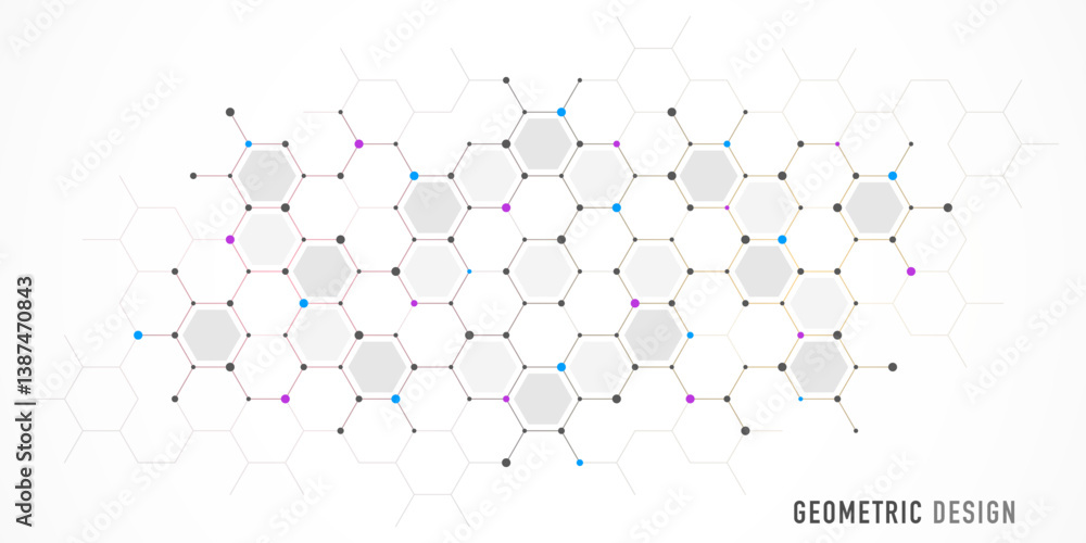 Aufkleber Graphic design element with abstract geometric background of simple hexagon pattern