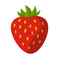 Red Strawberry with Green Leaves Fruit Vector Illustration Image