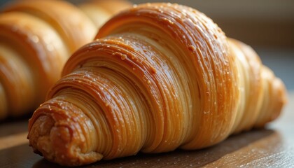 Golden Flaky Croissant A Delicate Buttery Pastry, Freshly Baked Perfection