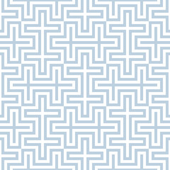 Seamless repeating pattern with an abstract design of concentric interlocking geometric elements in light blue and white. Linear monochrome texture. Modern trendy style. Vector illustration.
