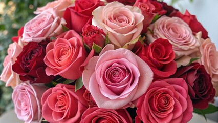 Rose bouquet detail, highlighting the flower and romantic theme.

