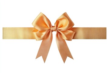 Fototapeta premium Golden Ribbon Bow on White Background for Gift Wrapping