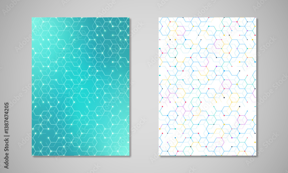 Poster abstract geometric background with hexagons shape pattern for a business brochure or cover book, pag