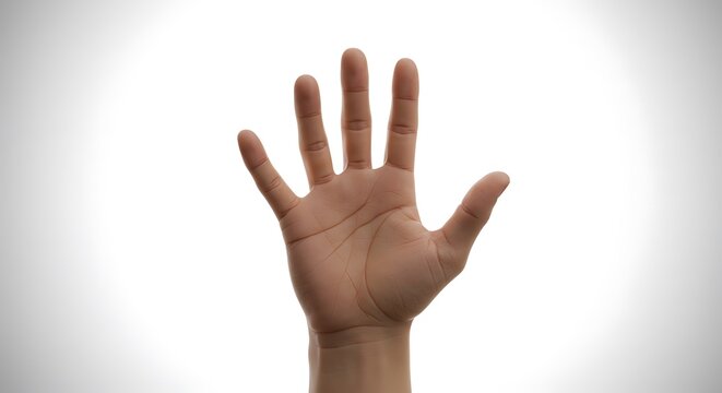 Open Human Hand Showing Five Fingers Against a Plain Background