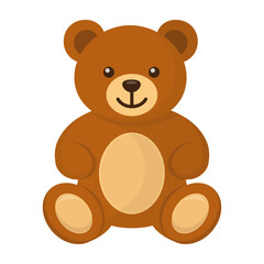 Smiling Brown Bear Toy Sitting Upright Vector Illustration Image