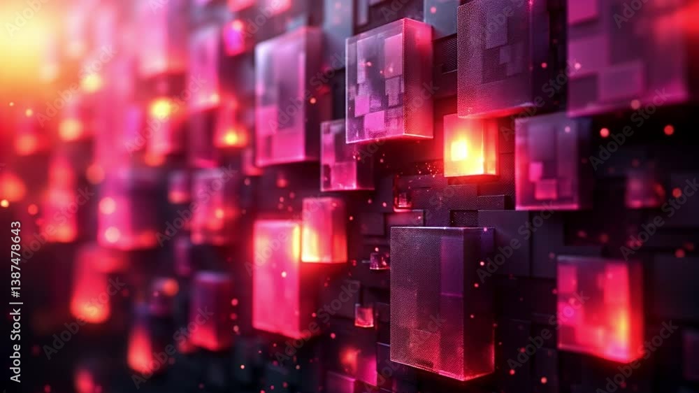 Poster Colorful moving cube background