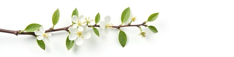 Fototapeta premium A branch isolated on a white background with subtle texture and shading, white background, nature, crisp