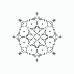 Simple Floral Mandala Coloring Page Line Art Printable. Intricate Black Line Mandala - Symmetrical Floral Design