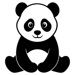 Baby Panda Vector Silhouette, Adorable Panda Logo, Cute Animal Icon, Symbolizing Playfulness, Innocence, Joyful Nature, Sweet Panda Design, Wildlife, Fun, Modern, Minimalist, Brand Identity Logo