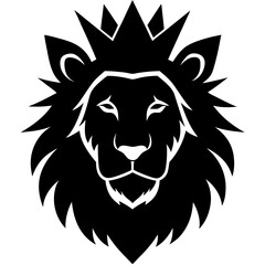 Majestic Lion Head Silhouette Logo, Wild Animal Vector Illustration, Symbolizing Strength, Courage, Leadership, Power, Bold Design, Fierce Predator, Royal Animal, Iconic Branding, Strong Identity.