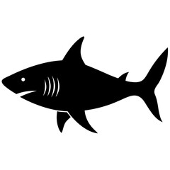 Shark Vector Silhouette Logo: Powerful Predator Symbol for Sealife, Marine Creatures, Wild Fish, Sports Branding, Ocean Wildlife, Strength, Agility, Bold Design, Adventure, Team Spirit, Aquatic Energy