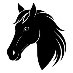 Elegant Horse Head Silhouette, Dynamic Horse Logo Vector Icon - Symbolizing Power, War, Strategy, Strength, Chess, Victory, Leadership, Noble Animal Branding, Fierce, Modern Design, Wild Spirit.