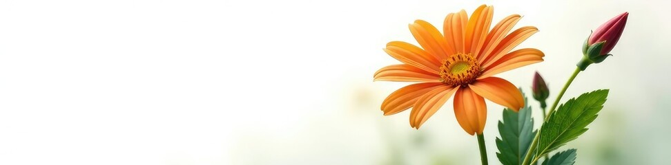 Freshly picked flower isolated against clean white, organic, leaves
