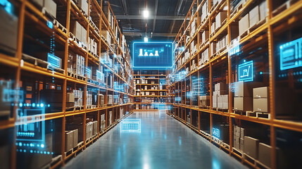 An AI powered system improving inventory management by analyzing product demand data, AI-assisted stock level optimization, and real-time replenishment tracking for efficient warehouse operations