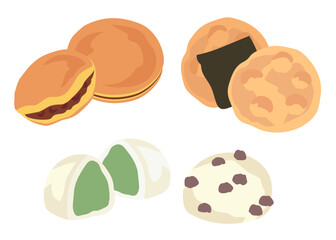 どら焼き・煎餅・饅頭イラストセット