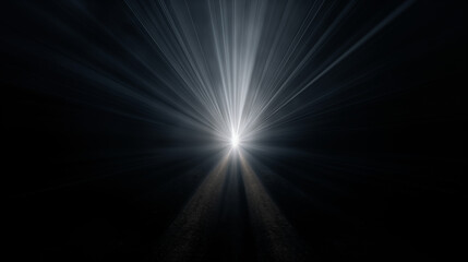 Fototapeta premium Rayons lumineux, néons sur fond noir, sombre. Mouvement direct, éclair de lumière blanche et fumée. Eclat lumineux. Conception et création graphique, bannière.