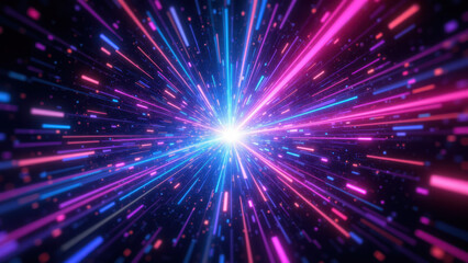 Fototapeta premium Cybersecurity digital art with vibrant color explosion against a dark background.