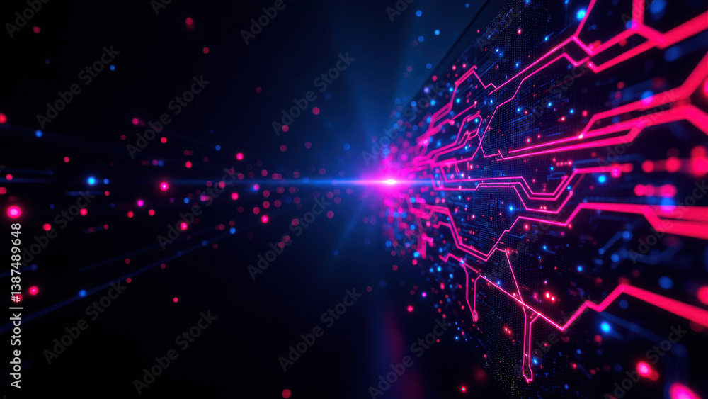 Aufkleber dynamic scene of digital cybersecurity with neon-lit circuitry.