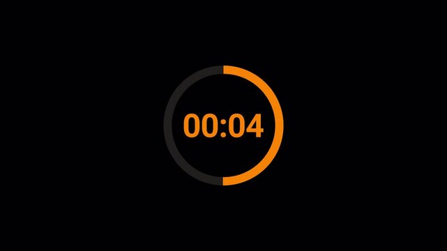 Ten seconds countdown animation from 10 seconds to 0 seconds on a transparent background, Ten second countdown timer with alpha channel, countdown 4k video
