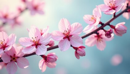 Soft pastel sakura, swirling branches, light background , branch, cherry blossom pattern