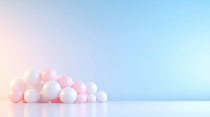 Pastel balloons on a plain backdrop