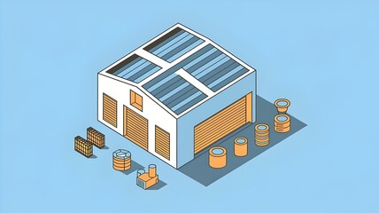 Isometric Illustration of Renewable Energy Sources and Eco-Friendly Living Concept