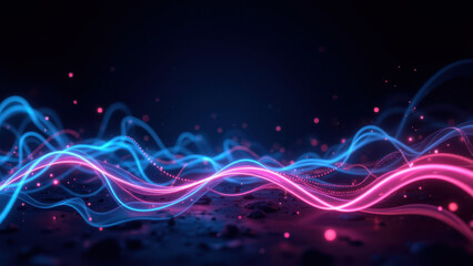 Cybersecurity digital art with flowing neon lights.