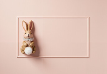 Obraz premium Easter bunny decoration on pastel background 