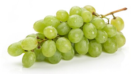 Fresh green grape isolated on white background.