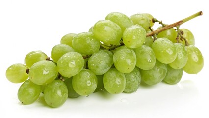 Fresh green grape isolated on white background.