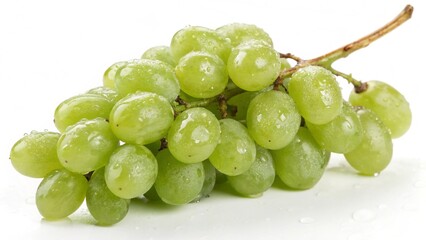 Fresh green grape isolated on white background.