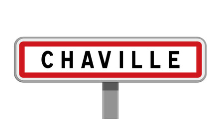 Panneau sur poteau central de ville de Chaville, Yvelines
