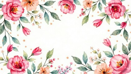 Delicate watercolor floral design, soft pastel tones, endless repeat , white, flora