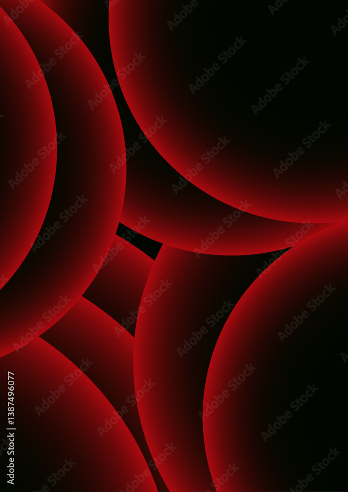 Poster abstract hypnotic rhythm of light and shadow with vibrant red concentric circles emerge from the dar