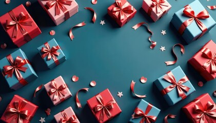 Elegant repeating gift box pattern, ribbon accents, ribbon, vintage