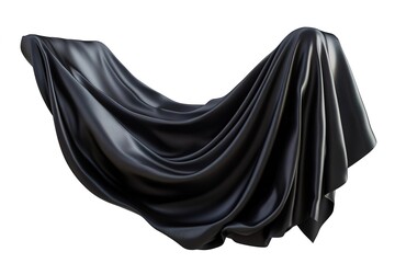 Naklejka premium Flowing Black Leather Fabric, Smooth Texture, Elegant Drape on White Background, 3D