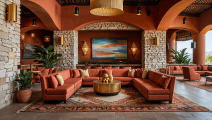 Luxurious Lounge with Hanging Lights